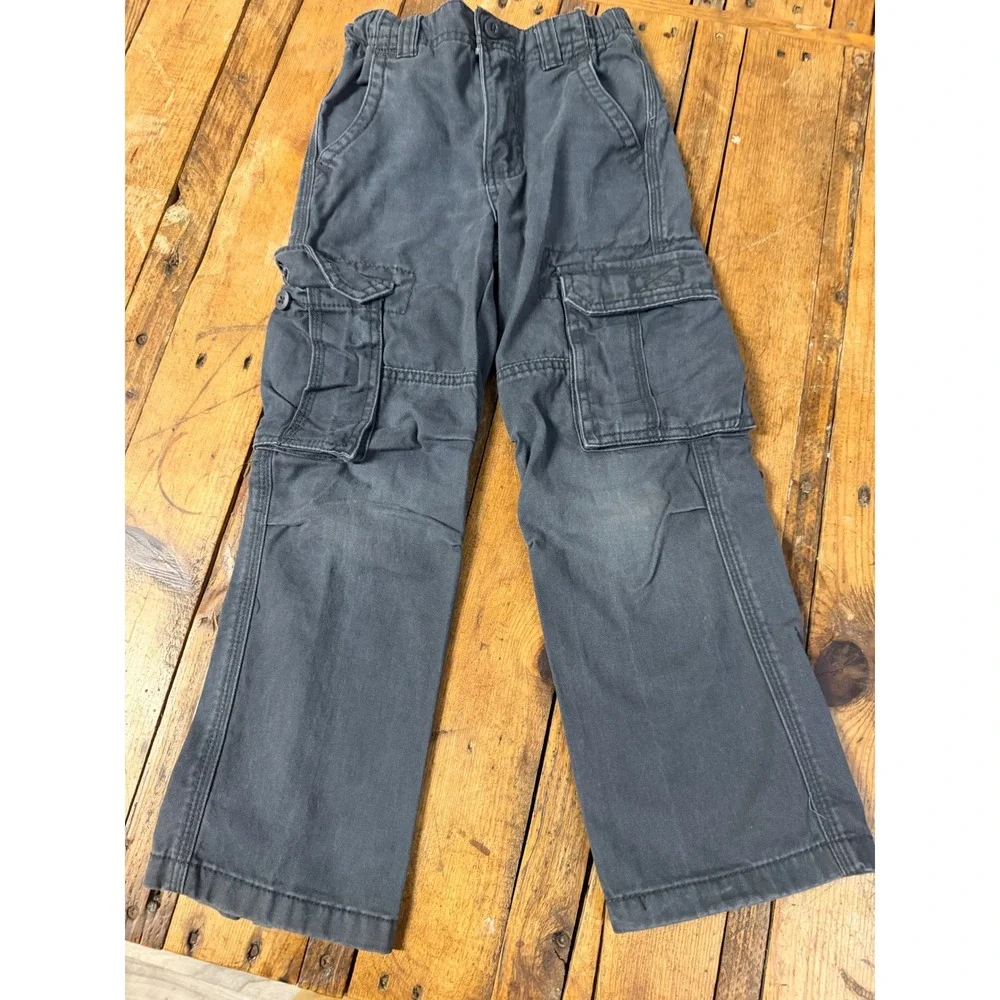 Cherokee Kids Size 6 Adjustable Cargo Pants Y2K Skater Utility Baggy Gray
